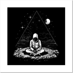 Esoteric Metaphysical Pyramid Meditation Illustration Tee: Spiritual Awakening Shirt Posters and Art